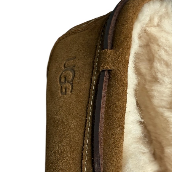 New Ugg Dakota Slip On Brown Suede Sheepskin Shearling Sherpa Loafers Size 8 - Picture 4 of 11